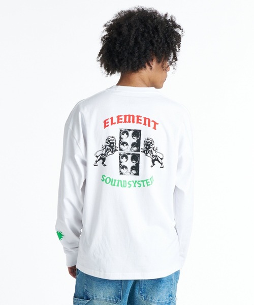 ELEMENT(エレメント)の「ELEMENT メンズ SOUND SYSTEM LS ロンT 【2026年秋冬モデル】/エレメント長袖バック&袖プリントロンT(Tシャツ/カットソー・メンズ・ホワイト/ブルー系その他・X-LARGE/LARGE/MEDIUM)」の1枚目の写真
