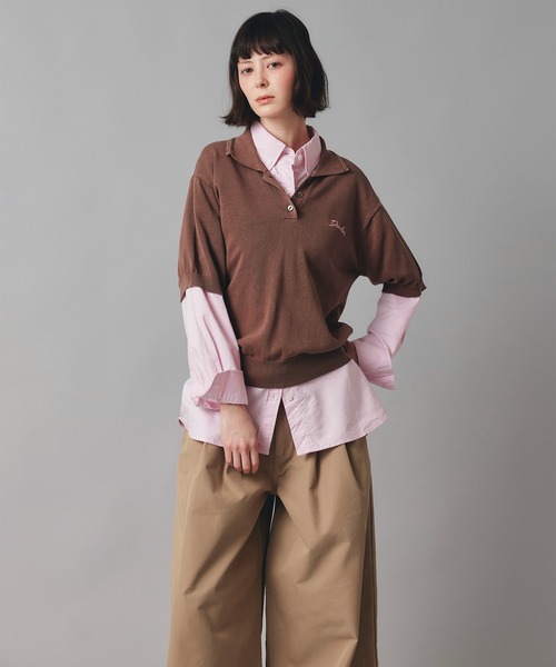 AT THE TRNK(アットザトランク)の「ピグメント ニット ポロ シャツ AT THE TRNK(シャツ/ブラウス・レディース・ブラック/ブラウン/ピンク・フリー)」の14枚目の写真