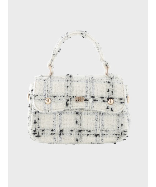 M me eme(エムミーエメ)の「Maison tweed chain bag(eme11152)(ショルダーバッグ・レディース・ベージュ/ブラック/ホワイト/グレー・FREE)」の6枚目の写真