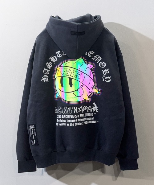 #MEMORY(メモリー)の「【MEMORY × 2ND ARCHIVE】別注 オーバーサイズ プルパーカー(パーカー・メンズ・ブラック/チャコールグレー/ホワイト系・FREE)」の3枚目の写真