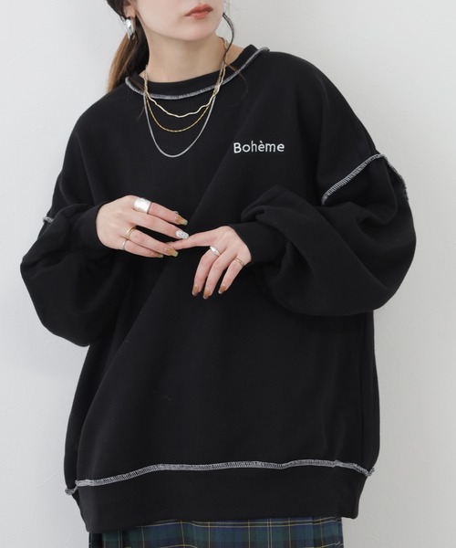 POU DOU DOU(プードゥドゥ)の「プルオーバー 長袖(Tシャツ/カットソー・レディース・ブラック・M)」の1枚目の写真