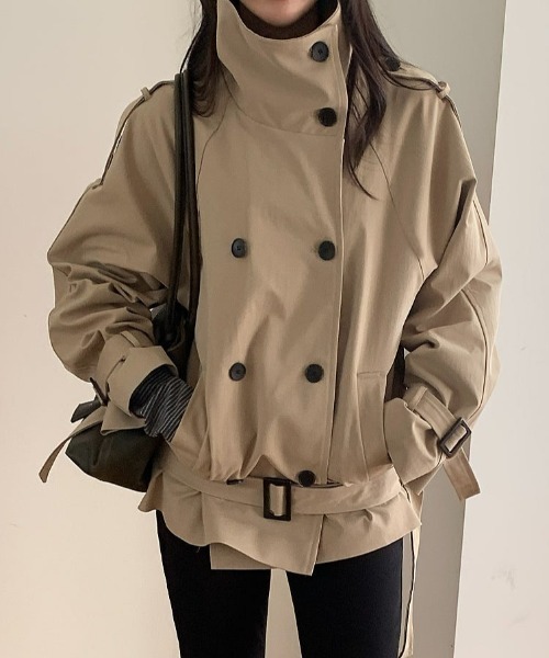 FAVORITO(ファヴォリート)の「スタンドカラーダブルブレストジャケット(その他アウター・レディース・ベージュ/ブラック/モカ・F)」の13枚目の写真