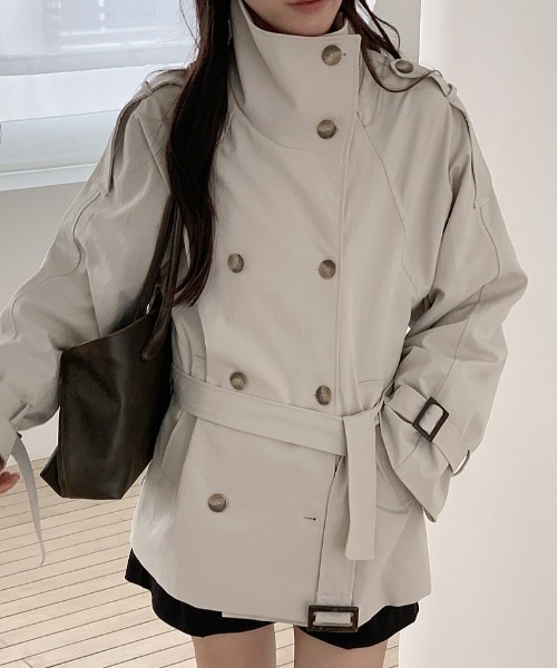 FAVORITO(ファヴォリート)の「スタンドカラーダブルブレストジャケット(その他アウター・レディース・ベージュ/ブラック/モカ・F)」の11枚目の写真