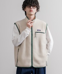 Patagonia パタゴニア M S RETRO PILE VEST レトロパイルフリースベスト/ワンポイントロゴ入りスタンドカラーフルジップボアベスト