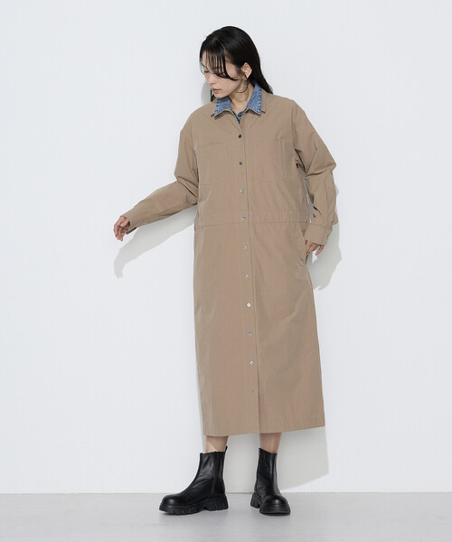 COMME CA Wardrobe（コムサワードローブ）の「コットンタイプライター ワークシャツワンピース（ワンピース・レディース・ダークブラウン/キャメル/ネイビー・FREE）」の3枚目の写真