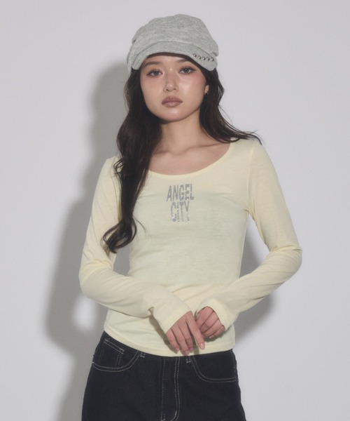 dispark（ディスパーク）の「DISPARK/ANGELCITYロゴトップ（Tシャツ/カットソー・レディース・イエロー/グリーン系その他・FREE）」の6枚目の写真