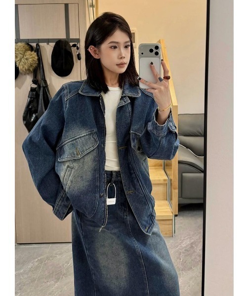 FAVORITO(ファヴォリート)の「シングルブレストデニムセットアップ(セットアップ・レディース・ブルー・XL/L/M/S)」の2枚目の写真