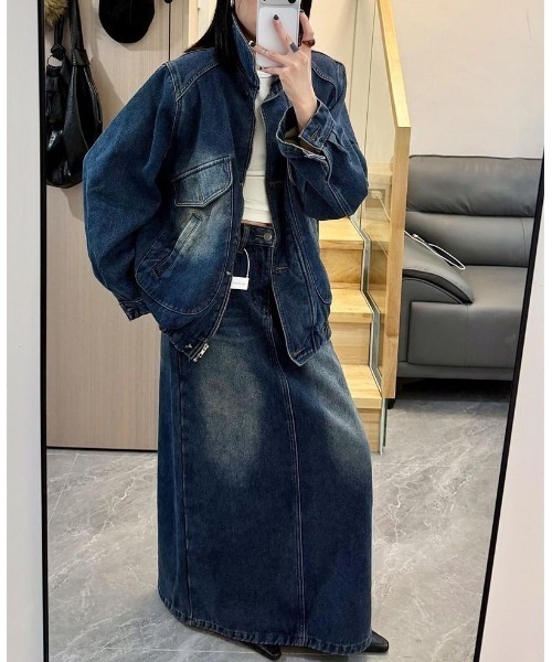 FAVORITO(ファヴォリート)の「シングルブレストデニムセットアップ(セットアップ・レディース・ブルー・XL/L/M/S)」の4枚目の写真