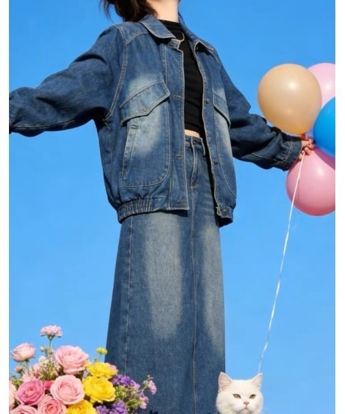 FAVORITO(ファヴォリート)の「シングルブレストデニムセットアップ(セットアップ・レディース・ブルー・XL/L/M/S)」の5枚目の写真