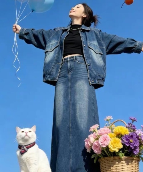 FAVORITO(ファヴォリート)の「シングルブレストデニムセットアップ(セットアップ・レディース・ブルー・XL/L/M/S)」の6枚目の写真
