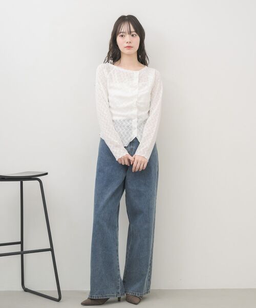 RETRO GIRL(レトロガール)の「シアーダイヤカットカーディガン(Tシャツ/カットソー・レディース・ブラック/ナチュラル/ライトブルー・FREE)」の4枚目の写真
