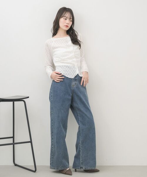 RETRO GIRL(レトロガール)の「シアーダイヤカットカーディガン(Tシャツ/カットソー・レディース・ブラック/ナチュラル/ライトブルー・FREE)」の6枚目の写真