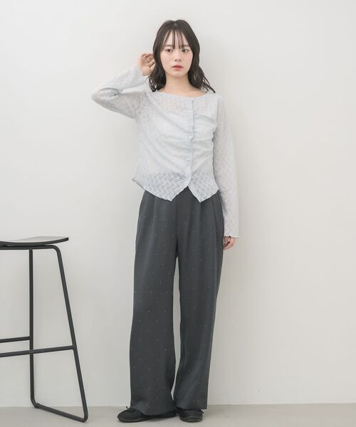 RETRO GIRL(レトロガール)の「シアーダイヤカットカーディガン(Tシャツ/カットソー・レディース・ブラック/ナチュラル/ライトブルー・FREE)」の11枚目の写真