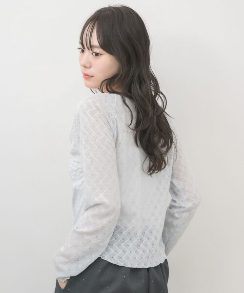 RETRO GIRL(レトロガール)の「シアーダイヤカットカーディガン(Tシャツ/カットソー・レディース・ブラック/ナチュラル/ライトブルー・FREE)」の14枚目の写真