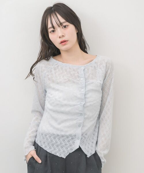 RETRO GIRL(レトロガール)の「シアーダイヤカットカーディガン(Tシャツ/カットソー・レディース・ブラック/ナチュラル/ライトブルー・FREE)」の15枚目の写真