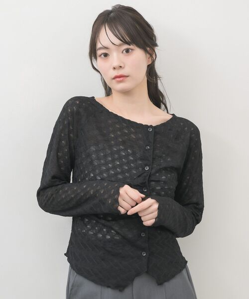 RETRO GIRL(レトロガール)の「シアーダイヤカットカーディガン(Tシャツ/カットソー・レディース・ブラック/ナチュラル/ライトブルー・FREE)」の19枚目の写真
