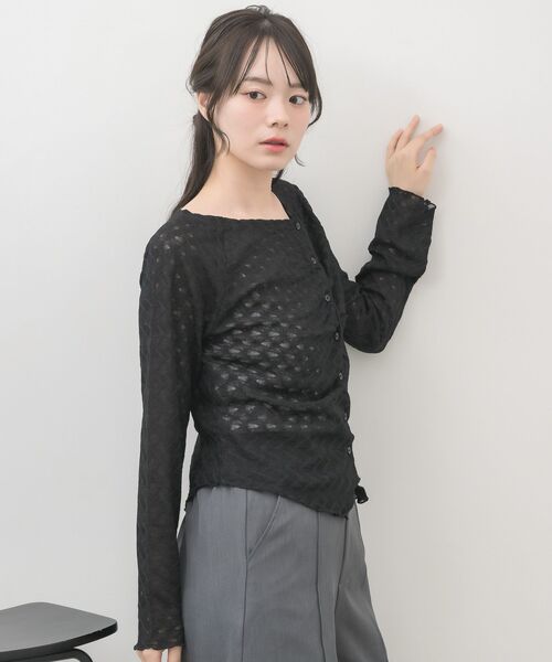 RETRO GIRL(レトロガール)の「シアーダイヤカットカーディガン(Tシャツ/カットソー・レディース・ブラック/ナチュラル/ライトブルー・FREE)」の21枚目の写真