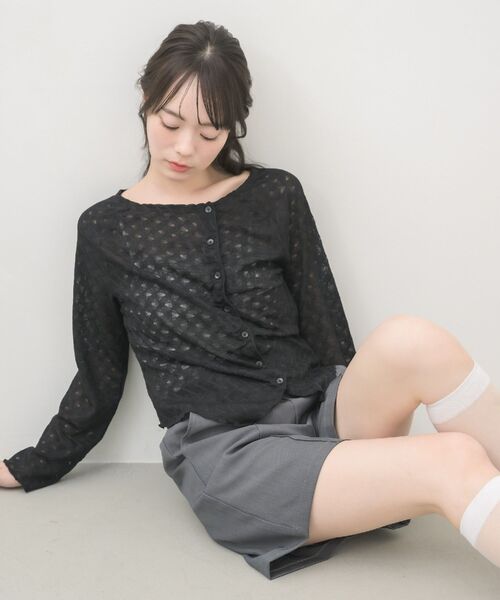RETRO GIRL(レトロガール)の「シアーダイヤカットカーディガン(Tシャツ/カットソー・レディース・ブラック/ナチュラル/ライトブルー・FREE)」の22枚目の写真
