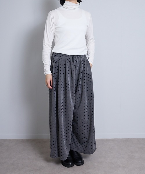 vent blanc（ヴァンブラン）の「VB:denicher デニシェ　T/R フロッキー ドット オーバル パンツ（その他パンツ・レディース・ブラック/チャコール・FREE）」の18枚目の写真