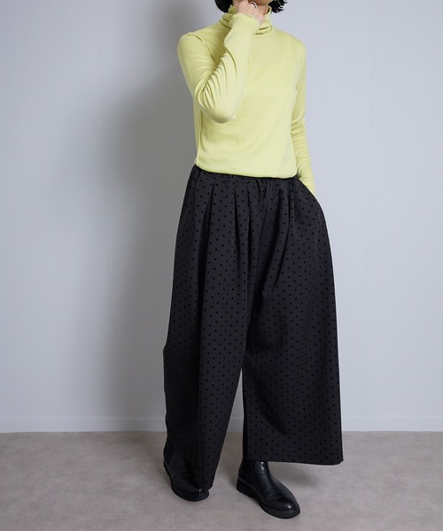 vent blanc（ヴァンブラン）の「VB:denicher デニシェ　T/R フロッキー ドット オーバル パンツ（その他パンツ・レディース・ブラック/チャコール・FREE）」の7枚目の写真