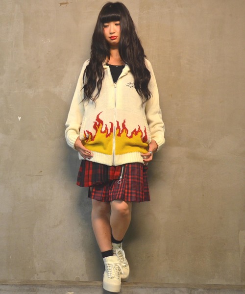 World Wide Love ワールドワイドラブ の ファイヤーパターンニットブルゾン ブルゾン Wear