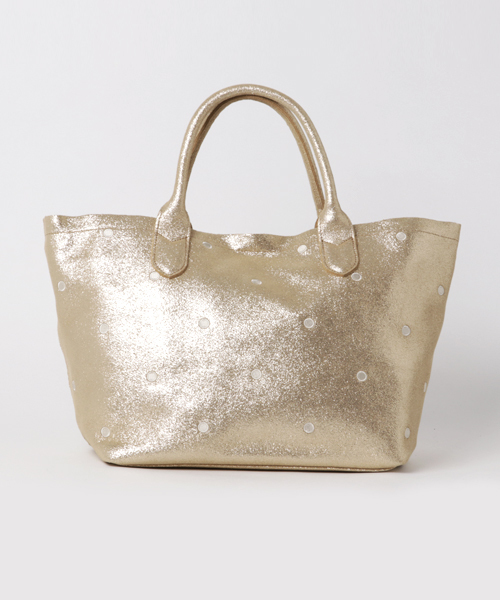 perche(ペルケ)の「ペルケ perche / 牛革ドット刺繍トートバッグ(トートバッグ・レディース・ゴールド/ブラック/ライトグレー/キャメル/シルバー/アイボリー/パープル/ベージュ系その他/ネイビー/オリーブ/イエロー/シルバー系その他/グレー/グリーン・FREE)」の14枚目の写真