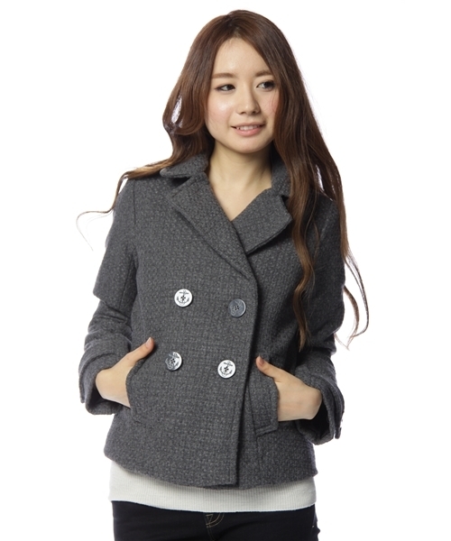 earth music&ecology（アースミュージックアンドエコロジー）の「4ﾂ釦P/ｺｰﾄ（ピーコート・レディース・チャコールグレー/ネイビー・SMALL/MEDIUM）」の2枚目の写真