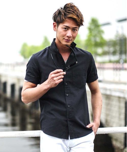 A.S.M（エーエスエム）の「綿麻シャツ/半袖（衿ワイヤー）（シャツ