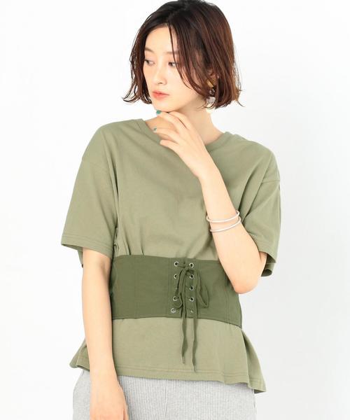 Another Edition（アナザーエディション）の「切り替えコルセットＴ ◆（Tシャツ/カットソー・レディース・オフホワイト/オリーブ・FREE）」の19枚目の写真