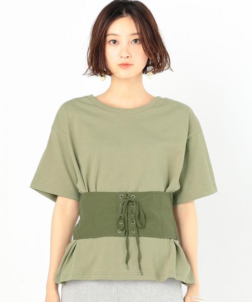 Another Edition（アナザーエディション）の「切り替えコルセットＴ ◆（Tシャツ/カットソー・レディース・オフホワイト/オリーブ・FREE）」の21枚目の写真