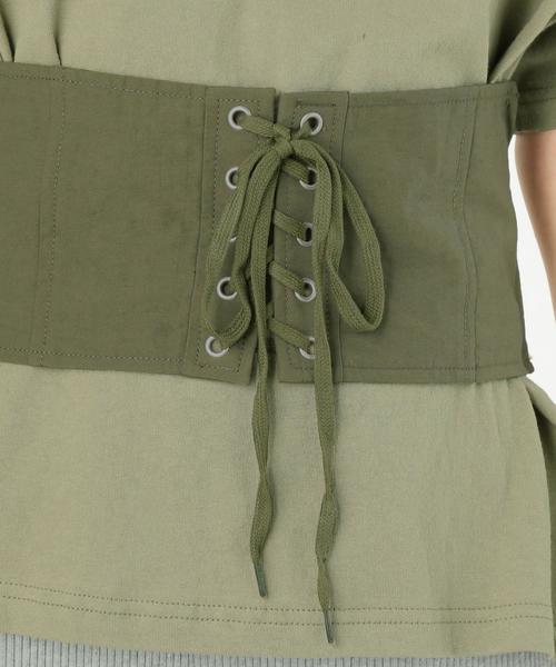 Another Edition（アナザーエディション）の「切り替えコルセットＴ ◆（Tシャツ/カットソー・レディース・オフホワイト/オリーブ・FREE）」の16枚目の写真