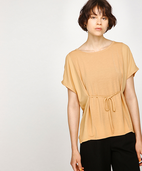 MOUSSY（マウジー）の「WAIST DESIGN CHIFFON TOP（Tシャツ/カットソー・レディース・キャメル/ホワイト/ダークグリーン/ブラック・FREE）」の4枚目の写真