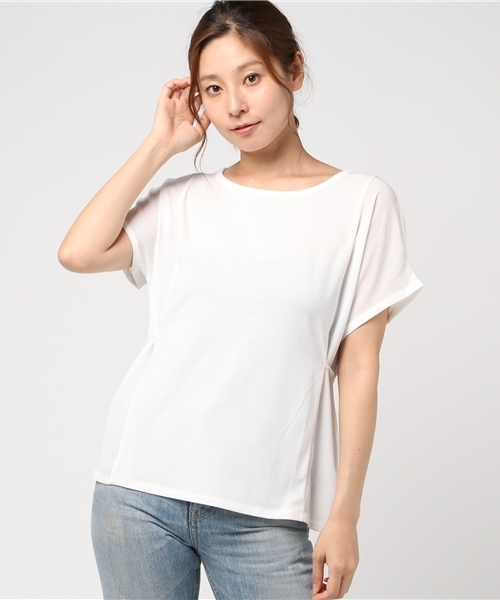 MOUSSY（マウジー）の「WAIST DESIGN CHIFFON TOP（Tシャツ/カットソー・レディース・キャメル/ホワイト/ダークグリーン/ブラック・FREE）」の14枚目の写真