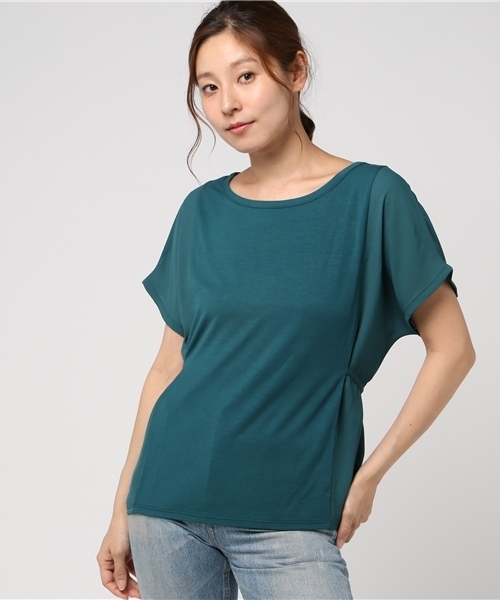 MOUSSY（マウジー）の「WAIST DESIGN CHIFFON TOP（Tシャツ/カットソー・レディース・キャメル/ホワイト/ダークグリーン/ブラック・FREE）」の16枚目の写真
