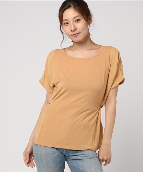MOUSSY（マウジー）の「WAIST DESIGN CHIFFON TOP（Tシャツ/カットソー・レディース・キャメル/ホワイト/ダークグリーン/ブラック・FREE）」の10枚目の写真