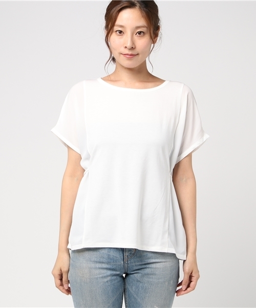 MOUSSY（マウジー）の「WAIST DESIGN CHIFFON TOP（Tシャツ/カットソー・レディース・キャメル/ホワイト/ダークグリーン/ブラック・FREE）」の5枚目の写真
