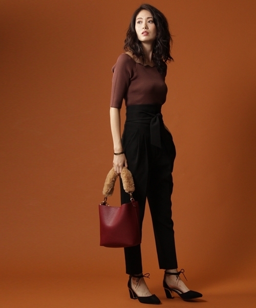 Andemiu(アンデミュウ)の「【マスタード・グリーンWEB限定】スカラリブニットプルオーバー770182(ニット/セーター・レディース・ブラック/マスタード/パープル/グレー/ブラウン/グリーン・FREE)」の14枚目の写真