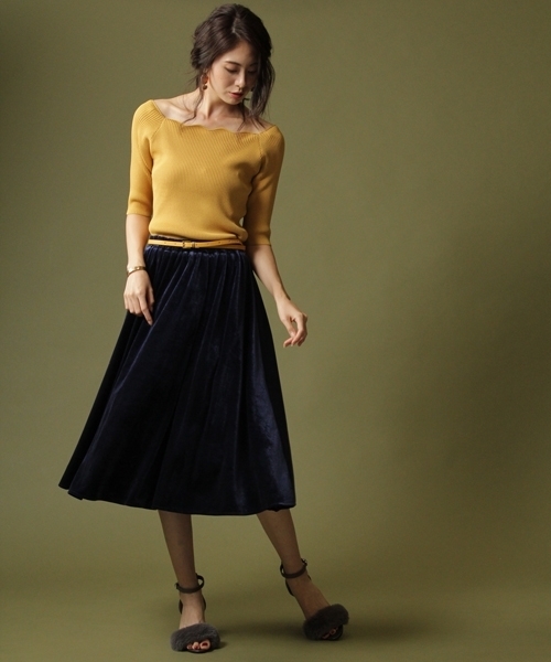 Andemiu(アンデミュウ)の「【マスタード・グリーンWEB限定】スカラリブニットプルオーバー770182(ニット/セーター・レディース・ブラック/マスタード/パープル/グレー/ブラウン/グリーン・FREE)」の15枚目の写真