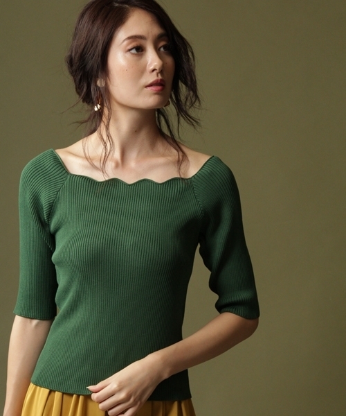 Andemiu(アンデミュウ)の「【マスタード・グリーンWEB限定】スカラリブニットプルオーバー770182(ニット/セーター・レディース・ブラック/マスタード/パープル/グレー/ブラウン/グリーン・FREE)」の16枚目の写真