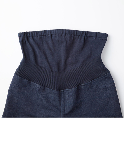 フェリシモMama（フェリシモママ）の「リブ　イン　コンフォート　お腹をしめつけずサポート！　ソフトフィットリブのマタニティパンツ〈デニム〉（マタニティウェア/グッズ・レディース・インディゴブルー・LARGE/MEDIUM/SMALL/NM/NS）」の7枚目の写真