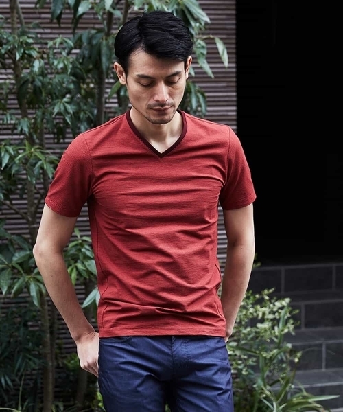 MICHEL KLEIN HOMME (ミッシェルクランオム)の「カットソー(クールマックスサッカー)(Tシャツ/カットソー・メンズ・ホワイト/ネイビー/モカ・46/48/51)」の11枚目の写真