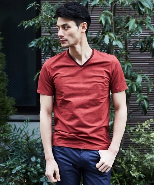 MICHEL KLEIN HOMME (ミッシェルクランオム)の「カットソー(クールマックスサッカー)(Tシャツ/カットソー・メンズ・ホワイト/ネイビー/モカ・46/48/51)」の13枚目の写真