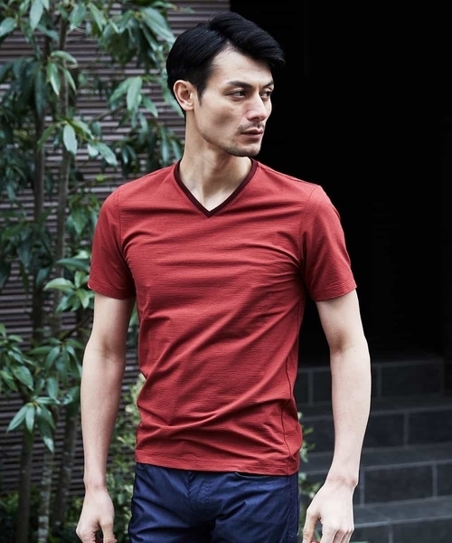 MICHEL KLEIN HOMME (ミッシェルクランオム)の「カットソー(クールマックスサッカー)(Tシャツ/カットソー・メンズ・ホワイト/ネイビー/モカ・46/48/51)」の14枚目の写真