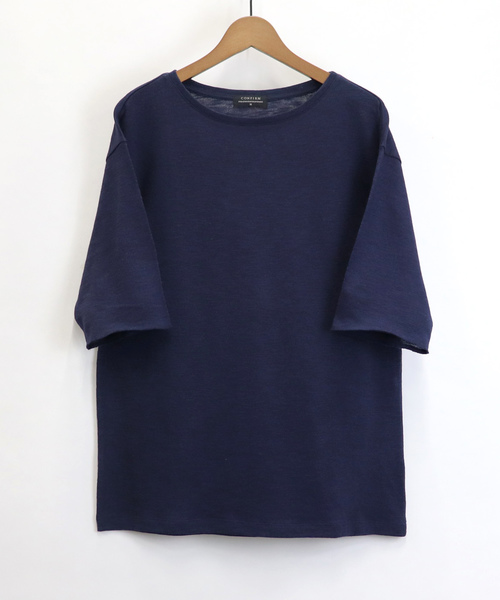 Confirm（コンファーム）の「Confirm / コンファーム 杢スラブボートネックTシャツ（Tシャツ/カットソー・メンズ・ホワイト/ネイビー/グレー/ピンク/グリーン・M/L）」の1枚目の写真