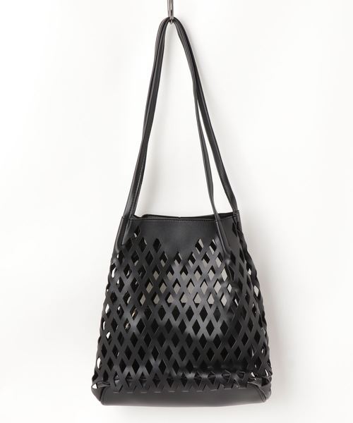 Libra Cue(リブラ キュー)の「【Libra】合皮メッシュショルダーBAG(ショルダーバッグ・レディース・ホワイト/ブラック/ベージュ・FREE)」の4枚目の写真