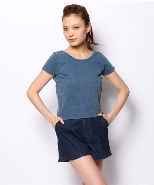 Kastane（カスタネ）の「【Kastane】裏毛ショートT（Tシャツ/カットソー・レディース・オフホワイト/ブルー・FREE）」の3枚目の写真