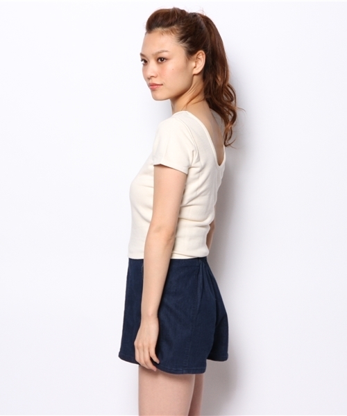 Kastane（カスタネ）の「【Kastane】裏毛ショートT（Tシャツ/カットソー・レディース・オフホワイト/ブルー・FREE）」の5枚目の写真