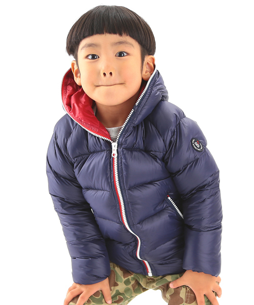 B:MING by BEAMS（ビーミングバイビームス）の「□ビーミング by ビームス / フード付きダウンブルゾン（ダウンジャケット/コート・キッズ・ブルー/ネイビー/ピンク/グレー・140/150/110/90/100/130/120/80）」の3枚目の写真