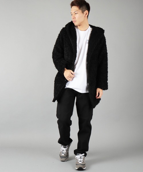 Evolution プードルボア フード付き長袖コーディガン