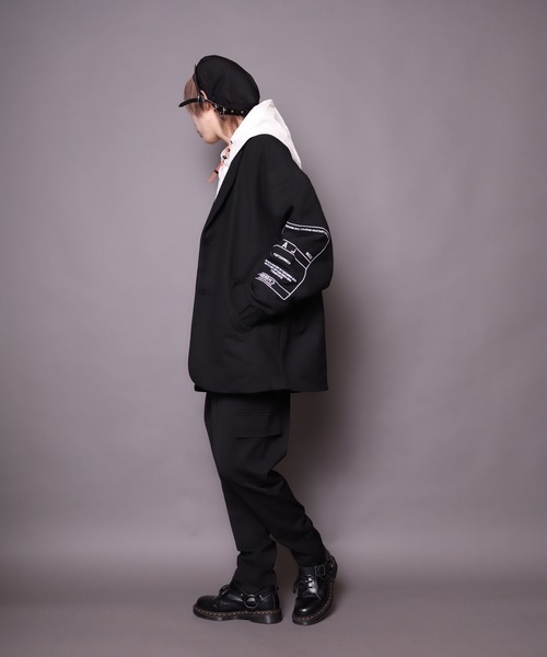 rovtski（ロフトスキー）の「【ビッグシルエット】2019AW EN7TLD JKT TAPE&PRINT/セットアップ テーラードジャケット テープ＆プリント（スウェット・レディース・グレー系その他/ブラック系その他・FREE）」の5枚目の写真